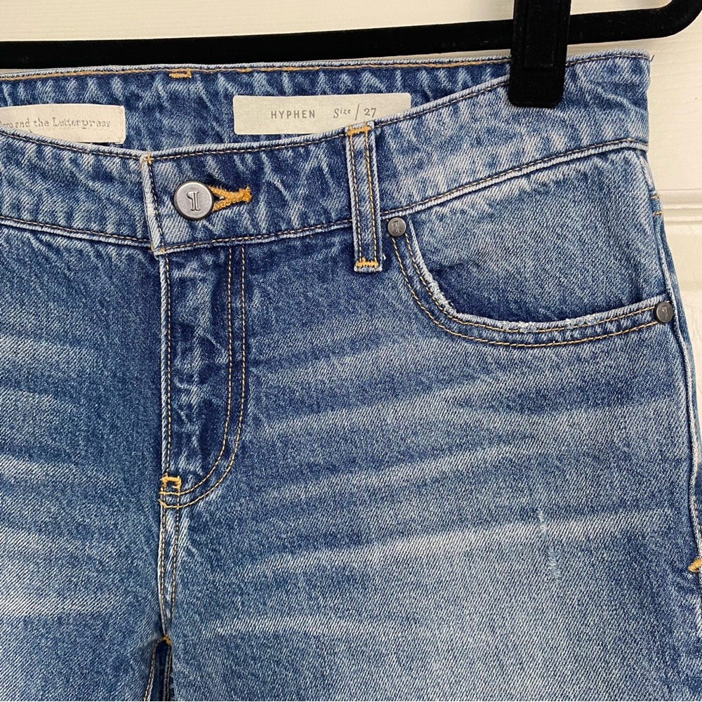 Anthropologie Pilcro Hyphen Fringe Crop Jeans Raw Hem Boyfriend 27 - Picture 4 of 15